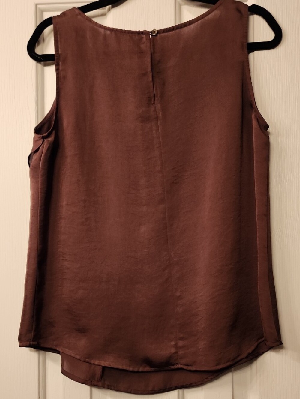 Violet & Claire Brown Satin Ruffle Shell Top - Picture 2 of 3